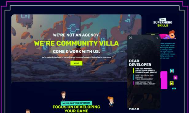 CommunityVilla.com - wizytówka z vibem społeczności gamedev